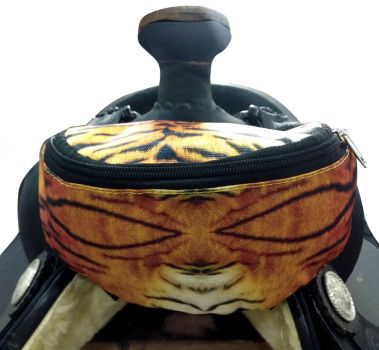 Showman Tiger Print Insulated Nylon Saddle Pouch